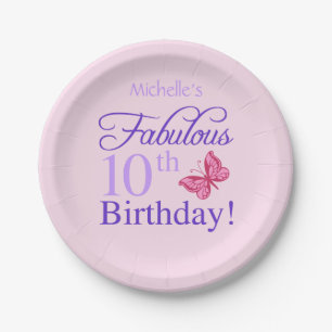 Fabulous 10th Birthday For Girls Paper Plate