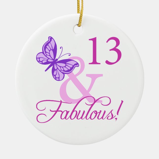 Fabulous 13th Birthday Ceramic Tree Decoration (Front)