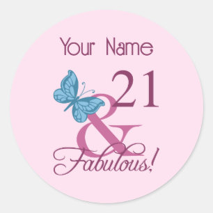 Fabulous 21st Birthday Classic Round Sticker