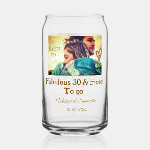 Fabulous 30 years anniversary add name photo date can glass