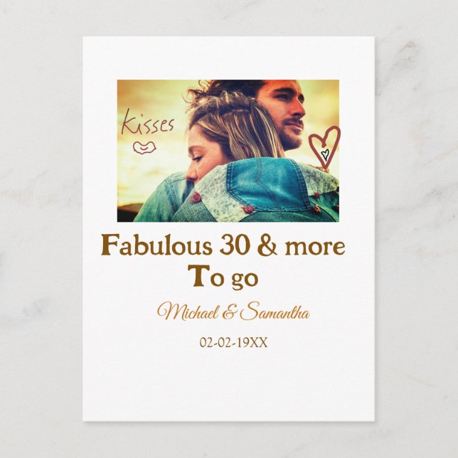 Fabulous 30 years anniversary add name photo date postcard (Front)