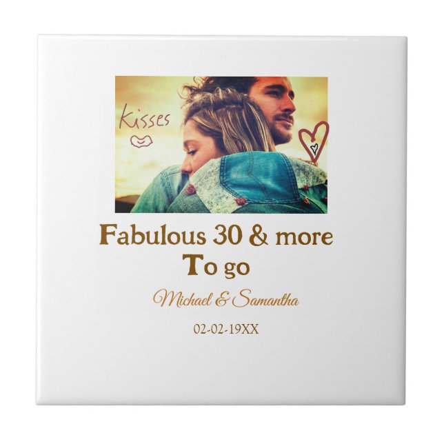 Fabulous 30 years anniversary add name photo date tile (Front)