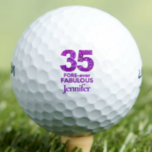 Fabulous 35th Birthday - Purple Flowers Sport Golf Balls