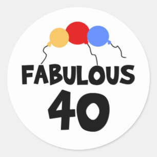 Fabulous 40 40th Forty Birthday Classic Round Sticker