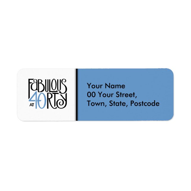 Fabulous 40 black blue Return Address Label (Front)