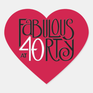 Fabulous 40 black white red Heart Sticker