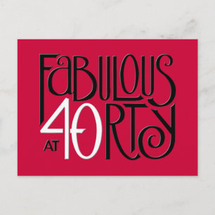 Fabulous 40 black white red Postcard
