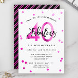 Fabulous 40 | Modern Elegant Pink Brushed Birthday Invitation<br><div class="desc">Celebrate your fabulous 40th Birthday party with these modern,  elegant party invitations with brushed hand lettering and shiny pink / black design. Background colour can be changed under "customise further". Part of the "Fabulous 40th" collection.</div>