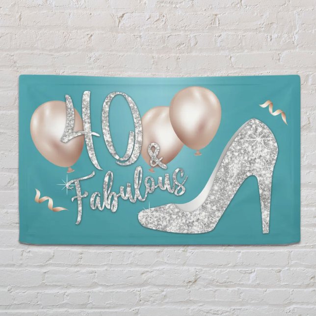 Fabulous 40 Modern Turquoise Girl 40th Birthday Ba Banner (Creator Uploaded)