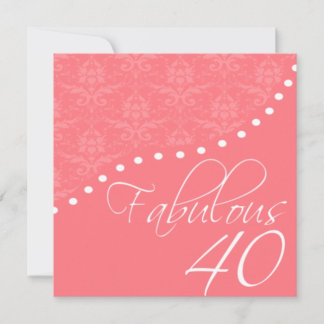 Fabulous 40 Personalised Pink Birthday Party Invitation (Front)