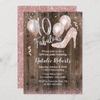 Fabulous 40 Rose Gold High Heel Barn Wood Birthday