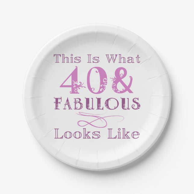 Fabulous 40th Birthday For Her Paper Plate (Front)