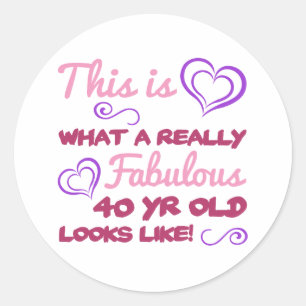 Fabulous 40th Birthday For Women Classic Round Sticker