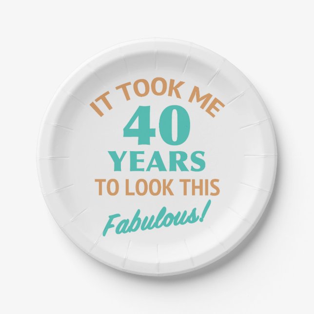 Fabulous 40th Birthday Paper Plate (Front)