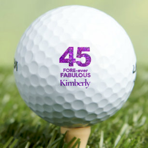 Fabulous 45th Birthday - Purple Flowers Golf Balls