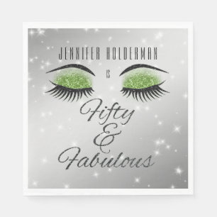 Fabulous 50 Black Green Glam Eyes Lunch Napkins