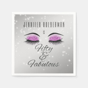 Fabulous 50 Black Hot Pink Glam Eyes Napkins