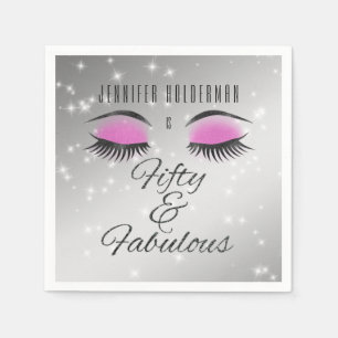 Fabulous 50 Black Pink Glam Eyes Paper Napkins