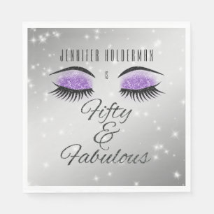 Fabulous 50 Black Purple Glam Eyes Napkins
