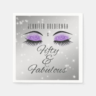 Fabulous 50 Black Purple Glam Eyes Napkins