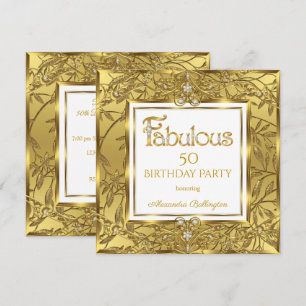 Fabulous 50 Elegant Elite Gold Birthday Party Invitation