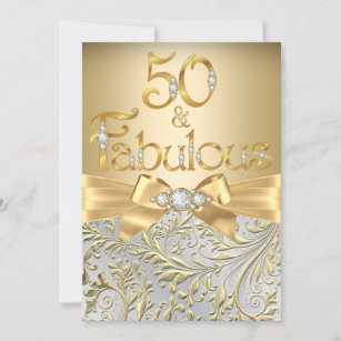 Fabulous 50 Elegant Gold Bow Diamond Invitation