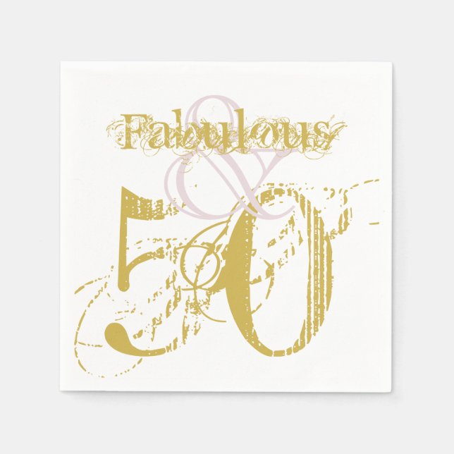 Fabulous & 50 Elegant Gold Pink Birthday Her Napkin (Front)