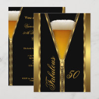 Fabulous 50 Elegant Zipper Gold Beer Drink
