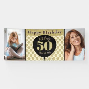 Fabulous 50 Gold Birthday Banner