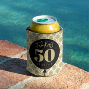 Fabulous 50 Gold Birthday  Can Cooler