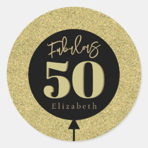 Fabulous 50 Gold Birthday  Classic Round Sticker