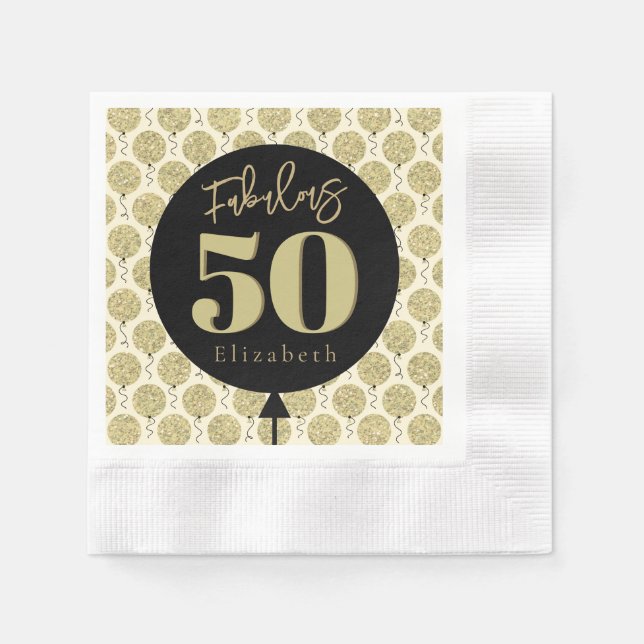 Fabulous 50 Gold Birthday  Napkin (Front)