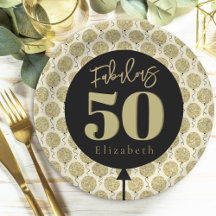 Fabulous 50 Gold Birthday Paper Plate