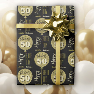 Fabulous 50 Gold Birthday Wrapping Paper