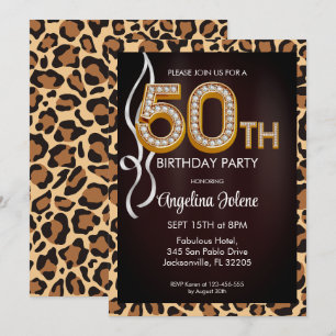 Fabulous 50 Leopard Print Birthday Party Invitation