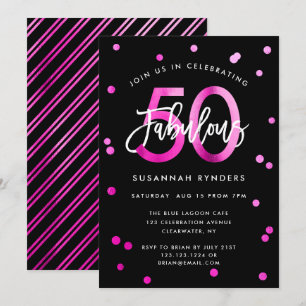 Fabulous 50 Modern Chic Pink Birthday Party Invitation