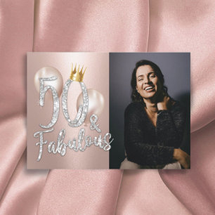 Fabulous 50 Modern Rose Gold Queen 50th Birthday Invitation