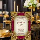 Fabulous 50 Photo burgundy red beige Gold Party Invitation<br><div class="desc">Photo Elite burgundy red beige Golden 50th Birthday Party Gold, White Elegant and Ornate Invitation. Elegant pearl lace damask frame. Any age Birthday. Customise with your own details and age. Template for Any age Birthday, Sweet 16, 16th, Quinceanera 15th, 18th, 20th, 21st, 30th, 40th, 50th, 60th, 70th, 80th, 90, 100th,...</div>