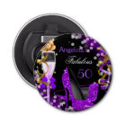Fabulous 50 Purple Heels Gold Bubbles Birthday