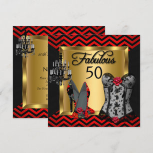 Fabulous 50 Red Black Stripe Heels Flirty Party Invitation