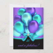 Fabulous 50 Teal Purple Black Birthday Party 2 Invitation (Front)