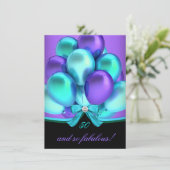 Fabulous 50 Teal Purple Black Birthday Party 2 Invitation (Standing Front)