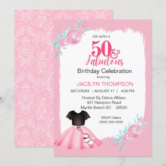 Fabulous 50s Poodle Skirt Birthday Party Invitation