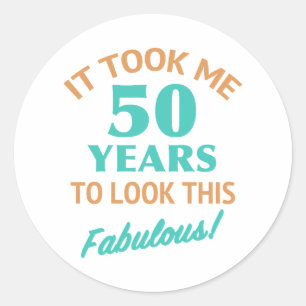 Fabulous 50th Birthday Classic Round Sticker