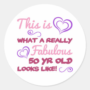 Fabulous 50th Birthday For Women Classic Round Sticker