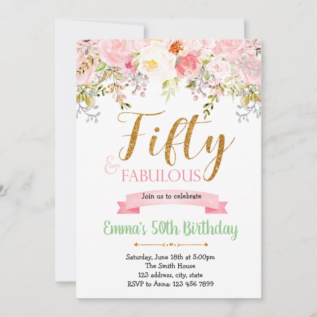 Fabulous 50th birthday invitation (Front)