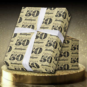 Fabulous 50th Gold Birthday  Wrapping Paper