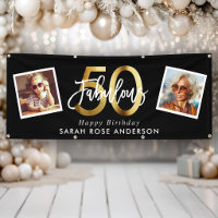 Fabulous 50th Happy Birthday Photo Black Gold