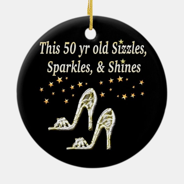 FABULOUS 50TH SILVER SHOE QUEEN CERAMIC TREE DECORATION (Back)