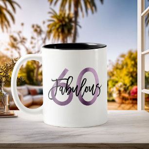 Fabulous 60th Modern Chic Lilac Purple Birthday Two-Tone Coffee Mug
